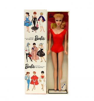 Vintage Mattel Barbie 850 Ponytail Barbie Blonde W/ Heels Sunglasses Stand Box