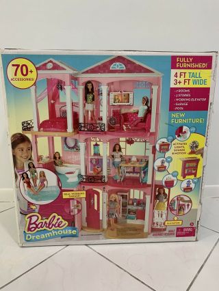 Mattel Barbie Dreamhouse Doll House Playset Pink 4 Ft Tall 70,  Accessories