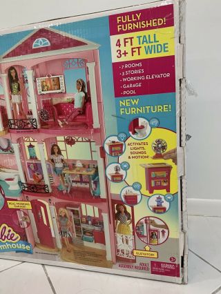 Mattel Barbie DreamHouse Doll House Playset Pink 4 Ft Tall 70,  Accessories 3