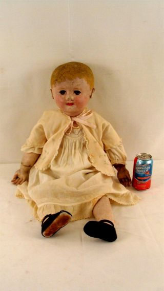 Antique Huge Early Martha Chase Cloth & Leather 24 " Doll