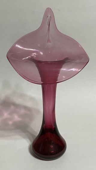 Vintage Fenton Cranberry Glass Jack In The Pulpit Vase