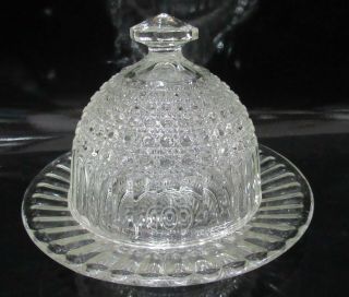 Eapg Imperial Glass Cane Pattern Covered Butter Dish Late 1800 