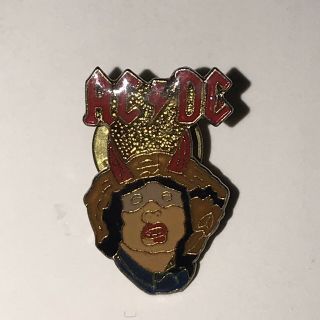 Acdc Devil Horns Lapel Hat Pin Pinback Collectible Rock Roll Vintage Early 1980s