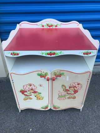 Vintage Rare Strawberry Shortcake Child Size Desk Cabinet Vanity