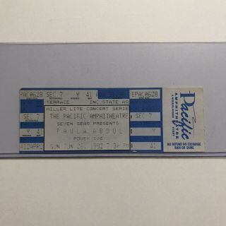 Paula Abdul Pacific Amphitheatre California Concert Ticket Stub Vintage 1992