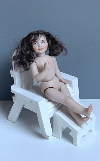 1:12 Vintage Dollhouse Miniature Doll Ooak Artist Made B Turner All Ceramic