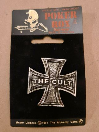 The Cult Iron X Alchemy Poker Rox Pewter Pin Badge Clasp Rare Deadstock