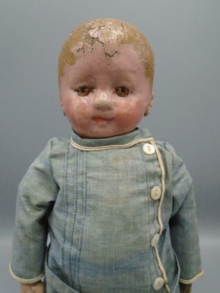 Antique Stockinette & Cloth Sateen Doll Martha Chase Brown Eyed Boy 13 "