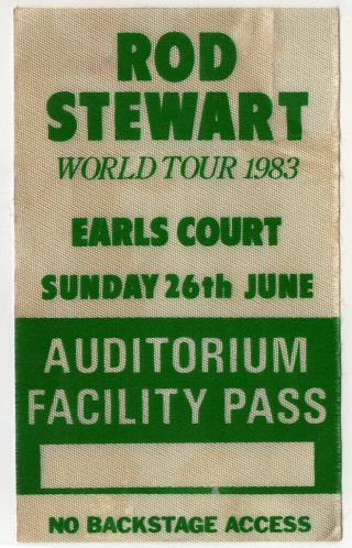 Rod Stewart Pass Vintage World Tour London 1983