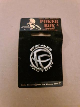 Fear Factory Alchemy Poker Rox Pewter Pin Badge Clasp Rare Deadstock