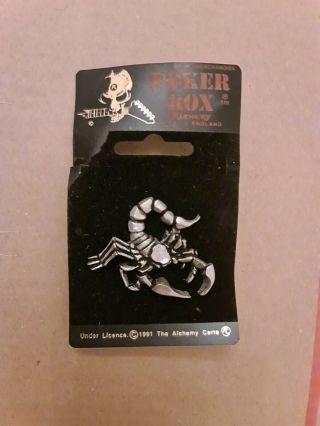 Scorpion Alchemy Poker Rox Pewter Pin Badge Clasp Rare Deadstock