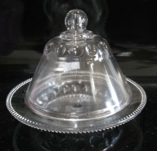 Eapg Us Glass Carolina Pattern Covered Butter Dish Late 1800 