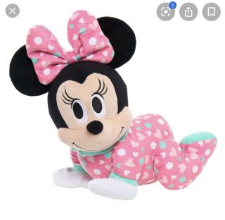 Disney Baby Minnie Mouse Musical Crawling Pal Plush Just Play Pink Green Hearts