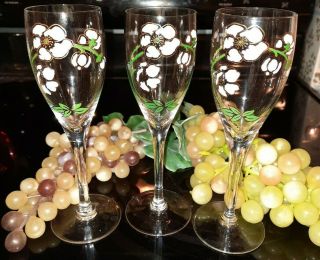 3 Perrier Jouet Belle Epoque Crystal Stemware Anemone Flute Champagne Glasses