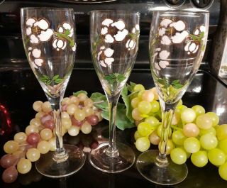 3 Perrier Jouet Belle Epoque Crystal Stemware Anemone Flute Champagne Glasses 3