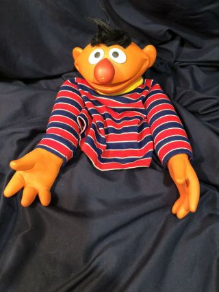 Vintage 1970s Sesame Street Ernie Plastic And Fabric Hand Puppet Muppets Inc