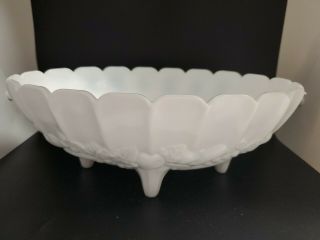 Vintage Indiana White Milk Glass Footed Oval Fruit Bowl