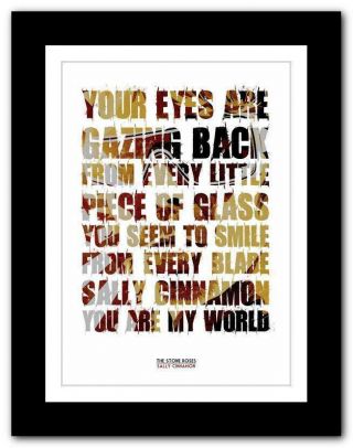 The Stone Roses Sally Cinnamon 2 ❤ Lyric Typography Poster Art Print A1 A2 A3