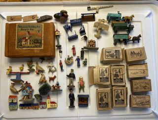 Antique Miniature Wood Doll House Furniture,  Made In Germany