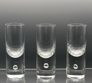 Set 3 Kosta Boda “pippi” Crystal Shot Glasses Controlled Bubble