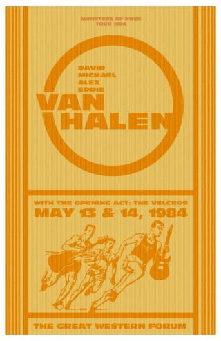 Van Halen At The Los Angele Forum 1984 Gig Concert Poster