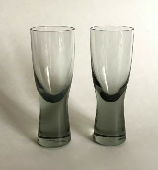 2 Vtg Mid Century Danish Modern Holmegaard Smoke Gray Cordial Shot Glasses