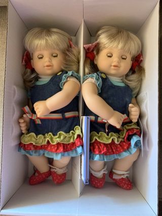 American Girl Bitty Baby Blonde Twins Girls With Frog & Kitty