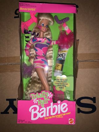 Vintage 1991 Totally Hair Blonde Barbie Doll Never Opened