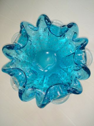 Vintage Murano Art Glass Bowl With Controlled Bubble