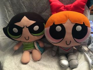2 Powerpuff Talking Girl Plush Dolls.  Buttercup And Blossom.  14 Inch.  They Nee