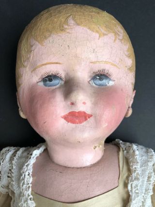 Antique Large 27” Martha Chase Stockinette Cloth Oil Painted Child Doll 2
