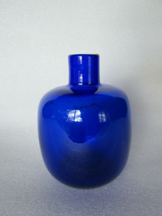 Vintage Mid - Century Modern Blenko Art Glass Cobalt Blue Vase