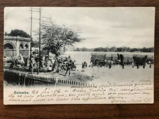 Ceylon Ceylan Old Postcard Colombo To France 1906