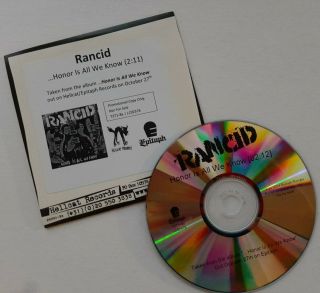 Rancid - Honor Is All We Know - Promo Cd Single Rare Not Lp