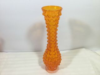 Orange Hobnail Lefton ' s Japan Vase,  Handblown,  Art Glass,  Mid Century,  Vintage 2