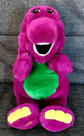Vintage 1992 Dakin Barney The Purple Dinosaur Soft Plush Hand Puppet 14”