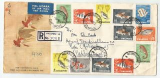 Singapore 1962 Fish Set On Registered Fdc,  Sent Frm Singapore To Holland