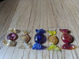 Glass Candies Italian Decor Murano Candy Collectible Hand Blown Gold Leaf Paint