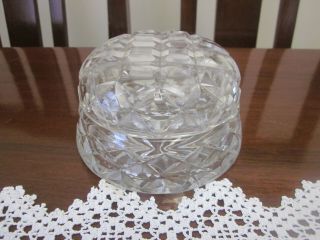 Lovely Vintage Diamond Cut Crystal Round Trinket Box