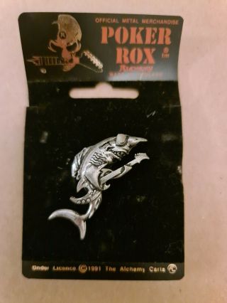 Great White Alchemy Poker Rox Pewter Pin Badge Clasp Rare Deadstock