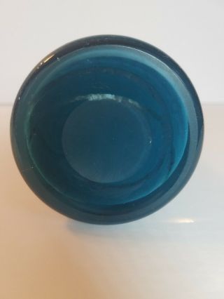 Vintage Blue Over White,  Hand Blown,  Art Glass Vase,  Blue Casing Over White, . 3