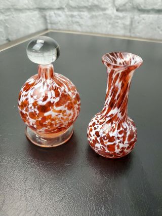Hand Made Art Glass Perfume Bottle & Vase Dockyard Glassworks Bermuda Blown Red