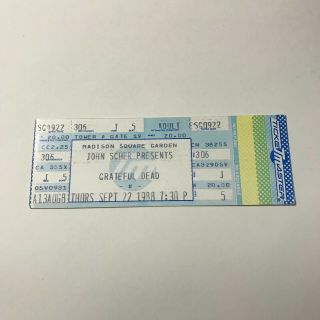 The Grateful Dead Madison Square Garden Concert Ticket Stub Vintage 1988