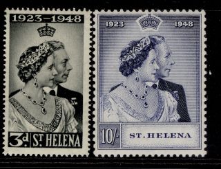 St.  Helena Gvi Sg143 - 144,  Royal Silver Wedding Set,  M.  Cat £28.
