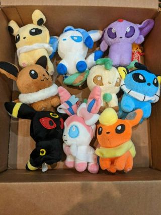 Set Of 9 Pokemon Eeveelutions Plush Toys,  Eevee,  Sylveon,  Leafeon,  Glaceon