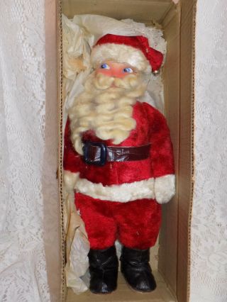Vintage 1930 ' s Plush Santa Claus Doll Christmas Cloth All Mask Face Box 2