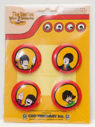 The Beatles Yellow Submarine Set Of 4 Button Pins 2009