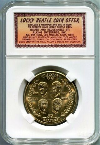 Beatles 1964 Usa First Visit Brass Coin In A Lucky Coin Ice Cream Ad Display