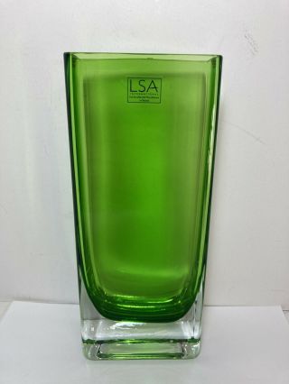 Lsa International Handcrafted Mouth Blown Glass Vase 9.  5” Green