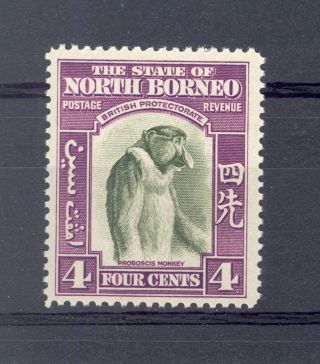 North Borneo Sg 306 1939 Gvi 4 Cent Mnh Proboscis Monkey